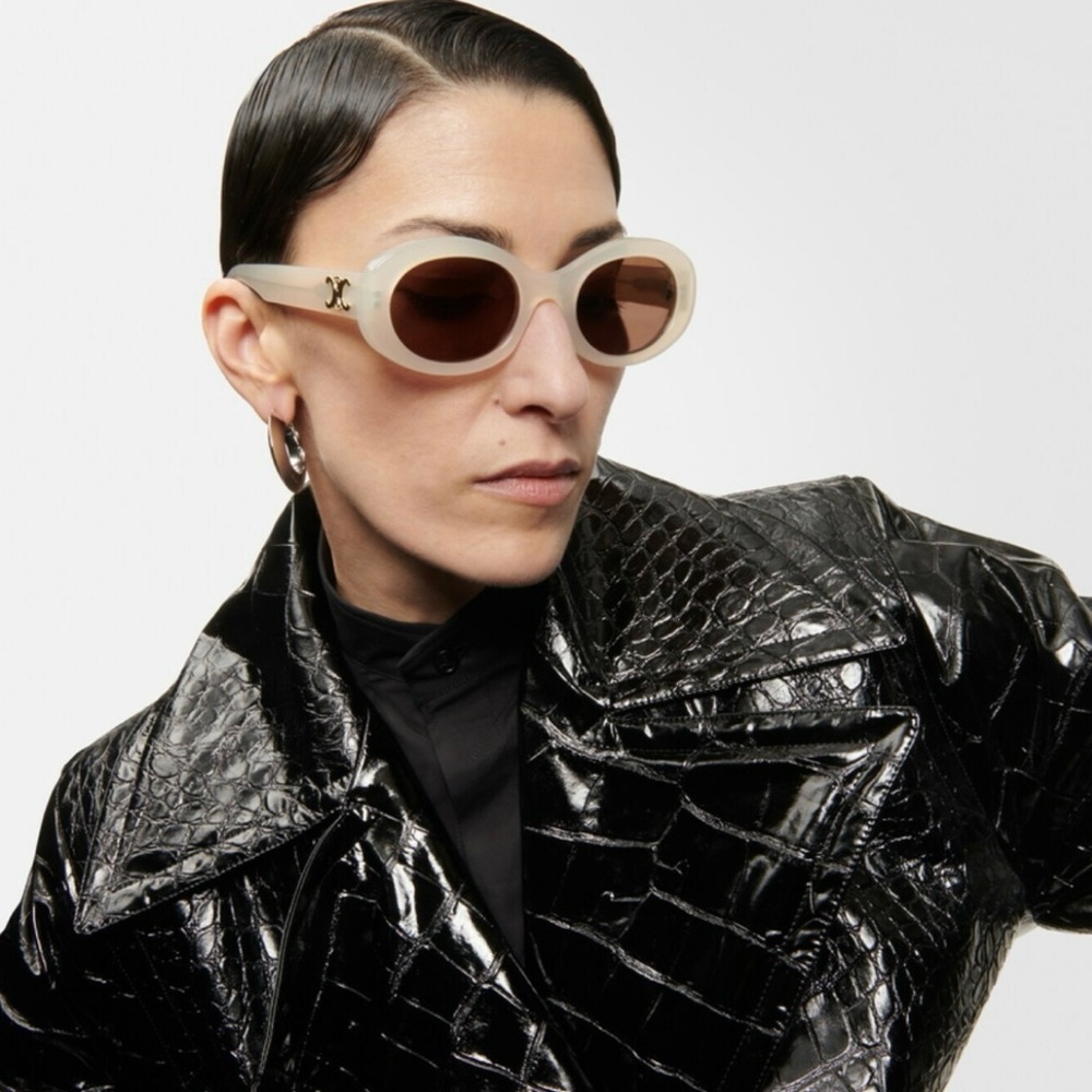 Celine Beige Oval Sunglasses